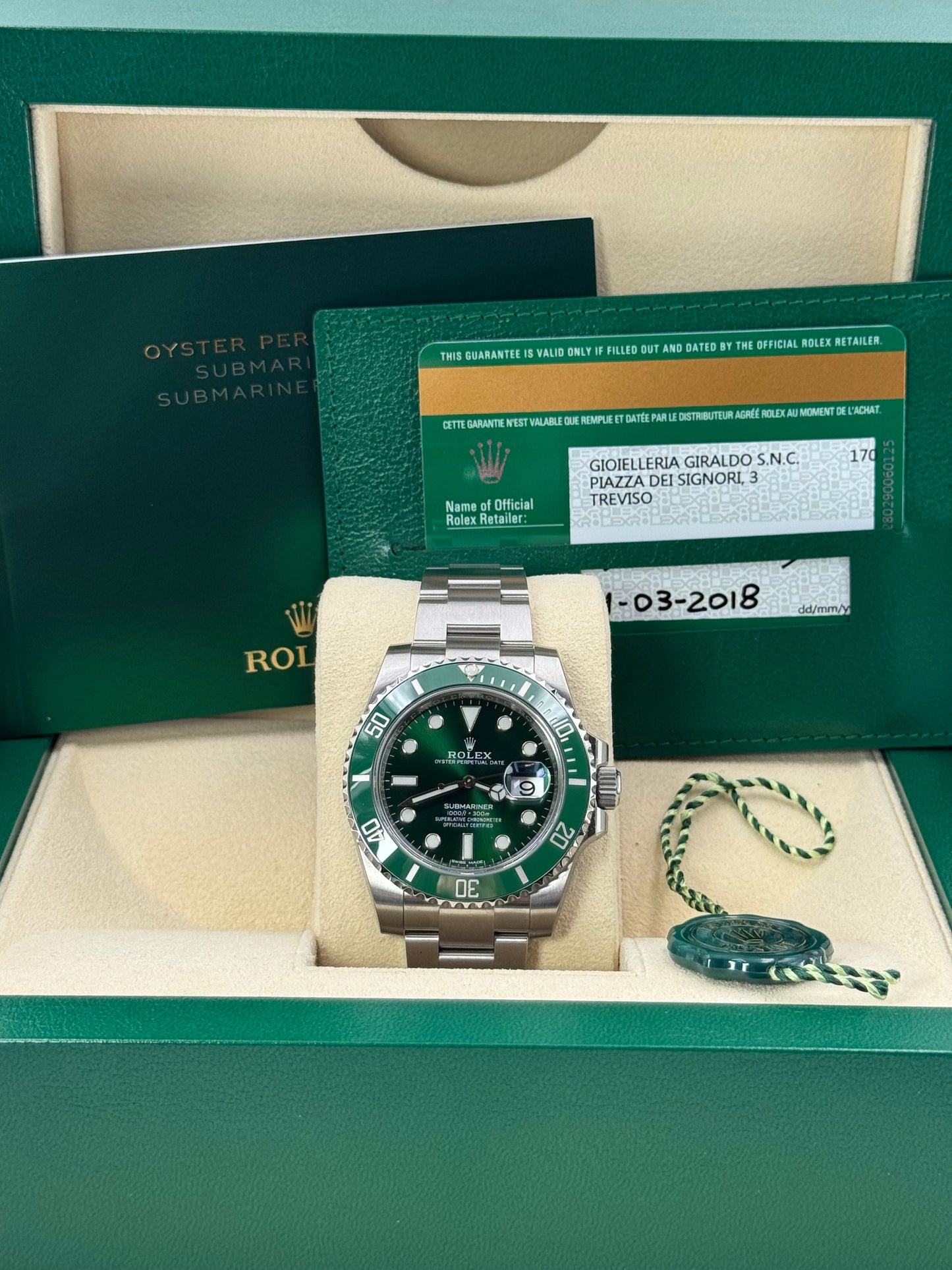 ROLEX SUBMARINER HULK 100% PELLICOLE