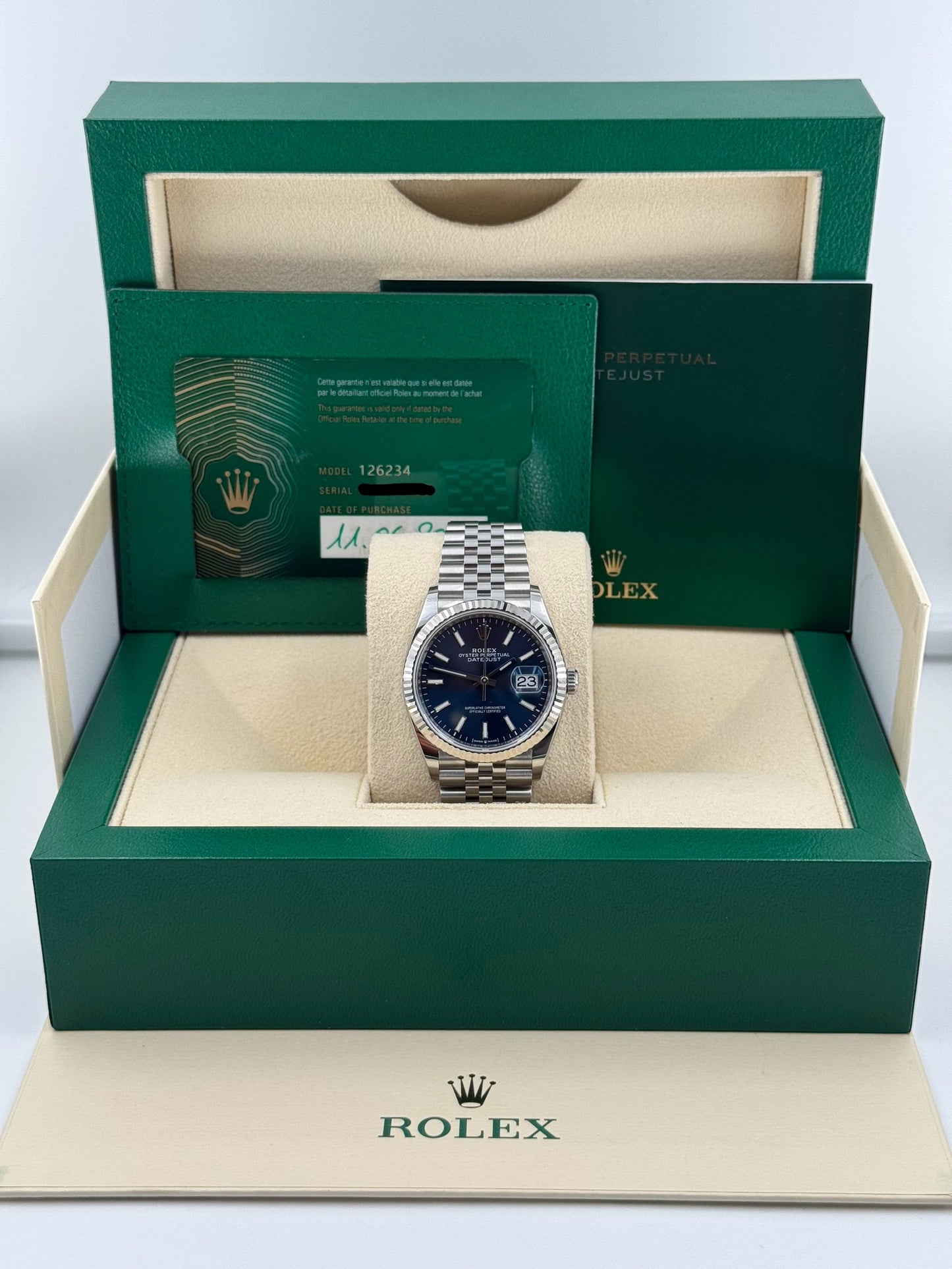 ROLEX DATEJUST BLUD DIAL NEW